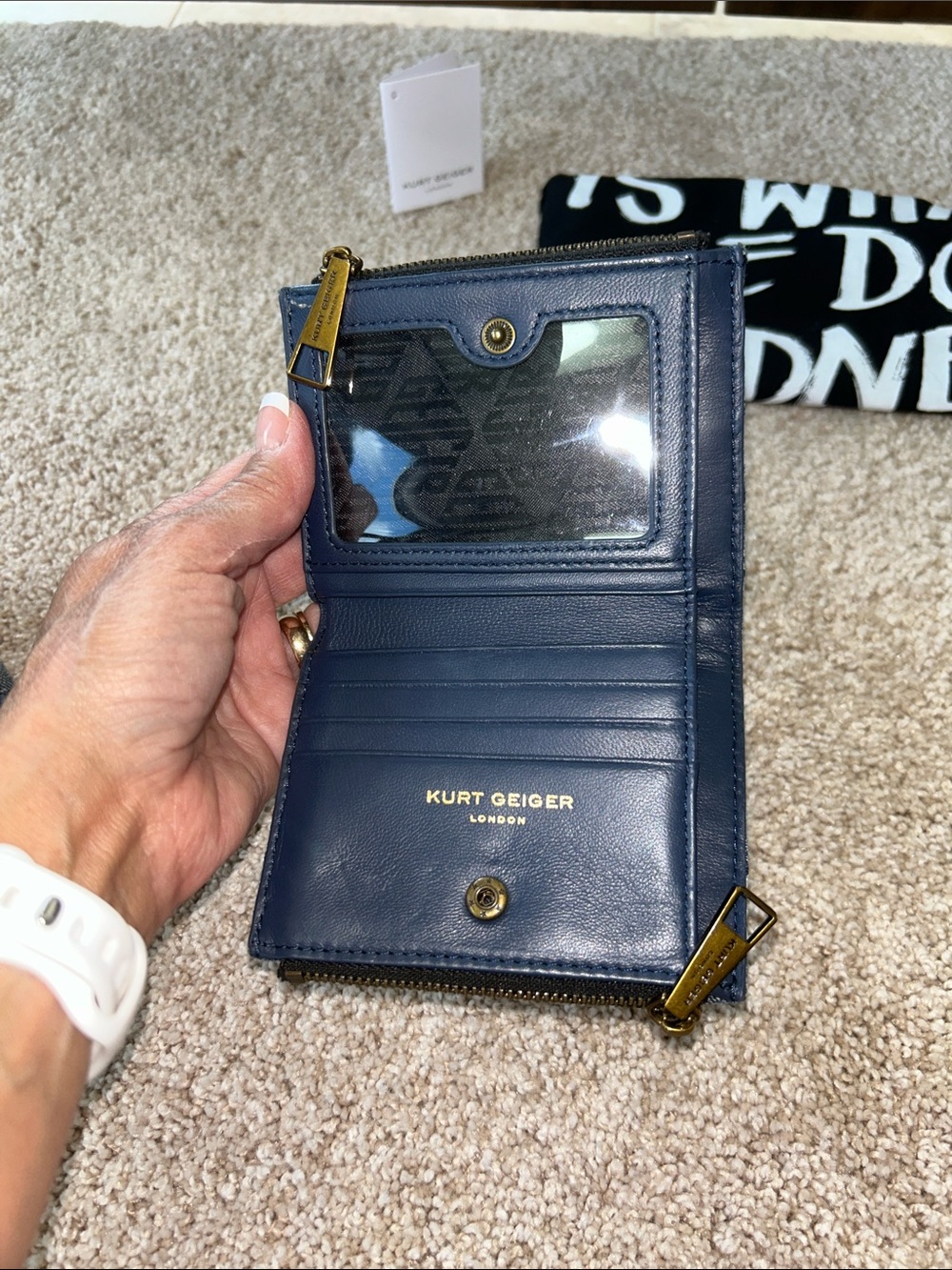 Denim Weave Shoulder Bag in Blue with wallet and dust bag - Picture 9 of 12